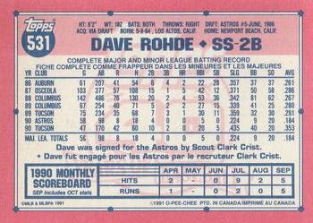 1991 O-Pee-Chee #531 Dave Rohde Back