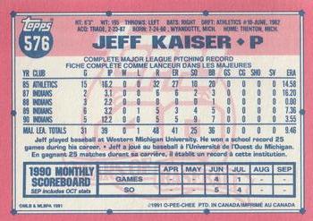 1991 O-Pee-Chee #576 Jeff Kaiser Back