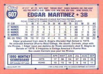 1991 O-Pee-Chee #607 Edgar Martinez Back
