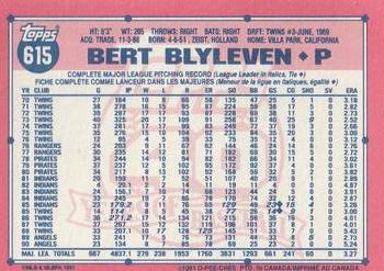 1991 O-Pee-Chee #615 Bert Blyleven Back