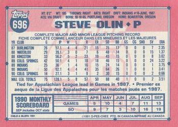 1991 O-Pee-Chee #696 Steve Olin Back