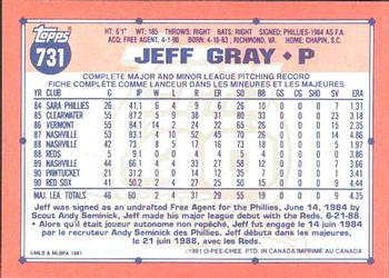1991 O-Pee-Chee #731 Jeff Gray Back