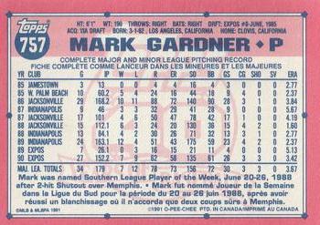 1991 O-Pee-Chee #757 Mark Gardner Back