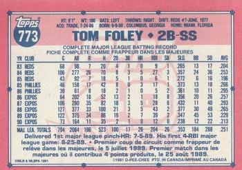 1991 O-Pee-Chee #773 Tom Foley Back