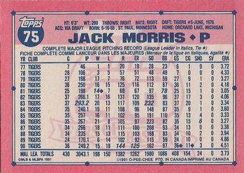 1991 O-Pee-Chee #75 Jack Morris Back
