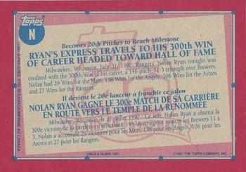 1991 O-Pee-Chee - Wax Box Bottom Panels Singles #N Nolan Ryan Back