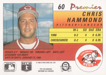1991 O-Pee-Chee Premier #60 Chris Hammond Back