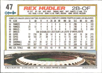 1992 O-Pee-Chee #47 Rex Hudler Back