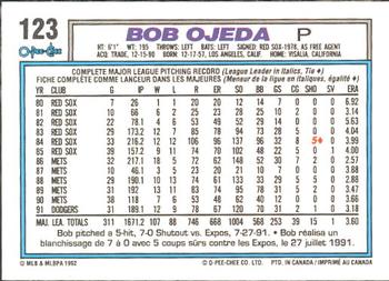 1992 O-Pee-Chee #123 Bob Ojeda Back