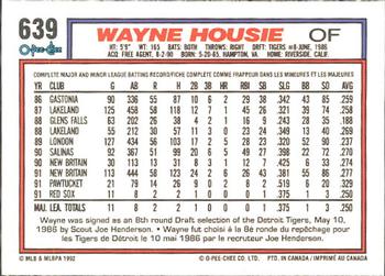 1992 O-Pee-Chee #639 Wayne Housie Back