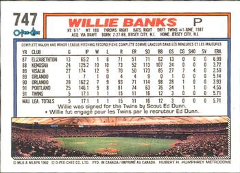 1992 O-Pee-Chee #747 Willie Banks Back