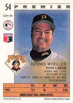 1993 O-Pee-Chee Premier #54 Dennis Moeller Back