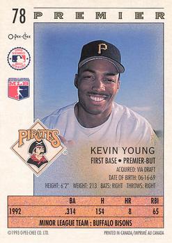1993 O-Pee-Chee Premier #78 Kevin Young Back
