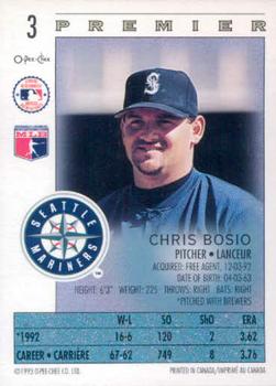 1993 O-Pee-Chee Premier #3 Chris Bosio Back