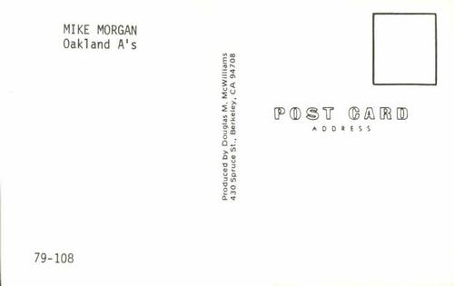 1979 Doug McWilliams Postcards #79-108 Mike Morgan Back