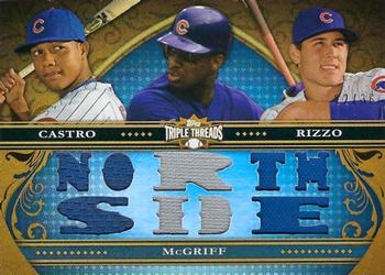 2013 Topps Triple Threads - Relic Combos #TTRC-CMR Starlin Castro / Anthony Rizzo / Fred McGriff Front