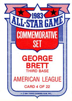 1984 Topps - Glossy All-Stars #4 George Brett Back