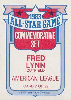 1984 Topps - Glossy All-Stars #7 Fred Lynn Back