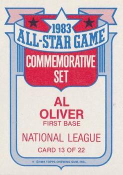 1984 Topps - Glossy All-Stars #13 Al Oliver Back