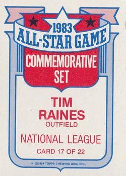 1984 Topps - Glossy All-Stars #17 Tim Raines Back