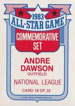 1984 Topps - Glossy All-Stars #18 Andre Dawson Back