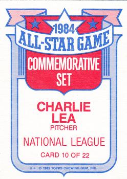 1985 Topps - Glossy All-Stars #10 Charlie Lea Back