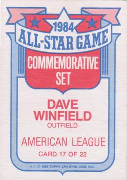1985 Topps - Glossy All-Stars #17 Dave Winfield Back