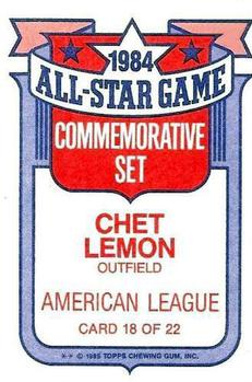 1985 Topps - Glossy All-Stars #18 Chet Lemon Back
