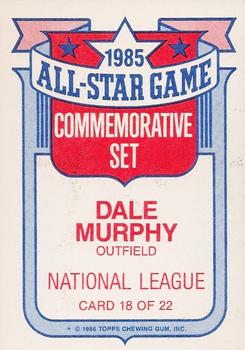 1986 Topps - Glossy All-Stars #18 Dale Murphy Back