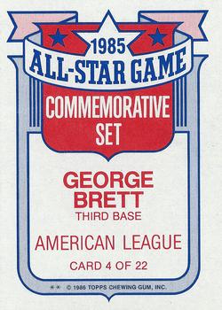 1986 Topps - Glossy All-Stars #4 George Brett Back