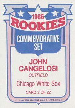 1987 Topps - Glossy Rookies #2 John Cangelosi Back