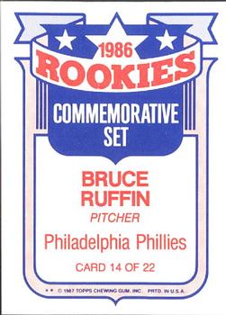 1987 Topps - Glossy Rookies #14 Bruce Ruffin Back
