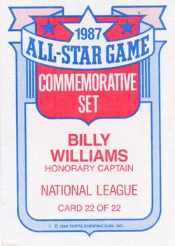 1988 Topps - Glossy All-Stars #22 Billy Williams Back