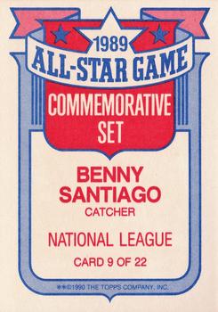 1990 Topps - Glossy All-Stars #9 Benny Santiago Back