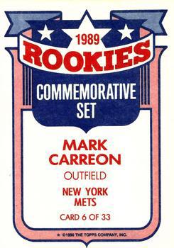 1990 Topps - Glossy Rookies #6 Mark Carreon Back
