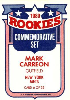 1990 Topps - Glossy Rookies #6 Mark Carreon Back