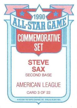 1991 Topps - Glossy All-Stars #3 Steve Sax Back