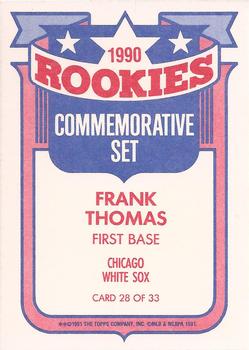 1991 Topps - Glossy Rookies #28 Frank Thomas Back