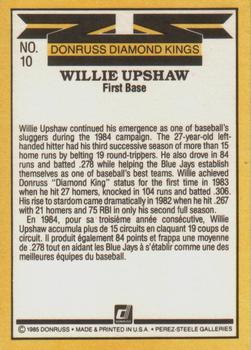 1985 Leaf #10 Willie Upshaw Back