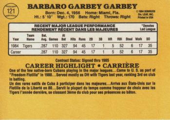 1985 Leaf #121 Barbaro Garbey Back