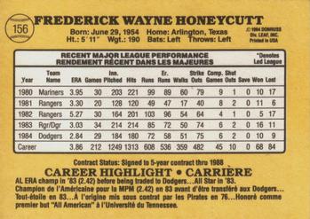 1985 Leaf #156 Rick Honeycutt Back