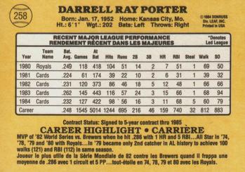 1985 Leaf #258 Darrell Porter Back