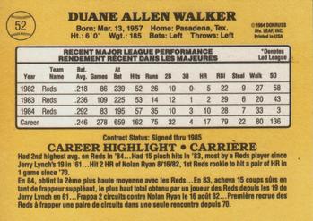1985 Leaf #52 Duane Walker Back