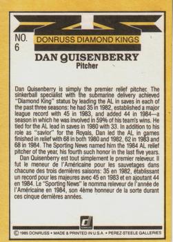 1985 Leaf #6 Dan Quisenberry Back