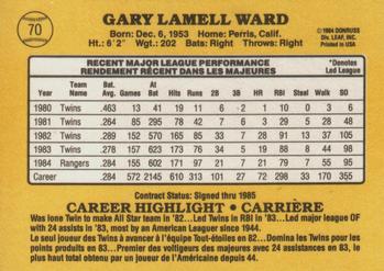 1985 Leaf #70 Gary Ward Back