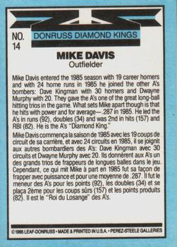 1986 Leaf #14 Mike Davis Back
