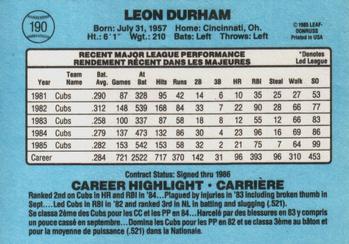 1986 Leaf #190 Leon Durham Back