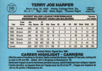 1986 Leaf #246 Terry Harper Back