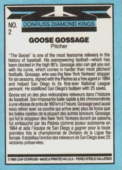 1986 Leaf #2 Goose Gossage Back