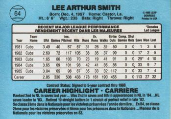1986 Leaf #64 Lee Smith Back